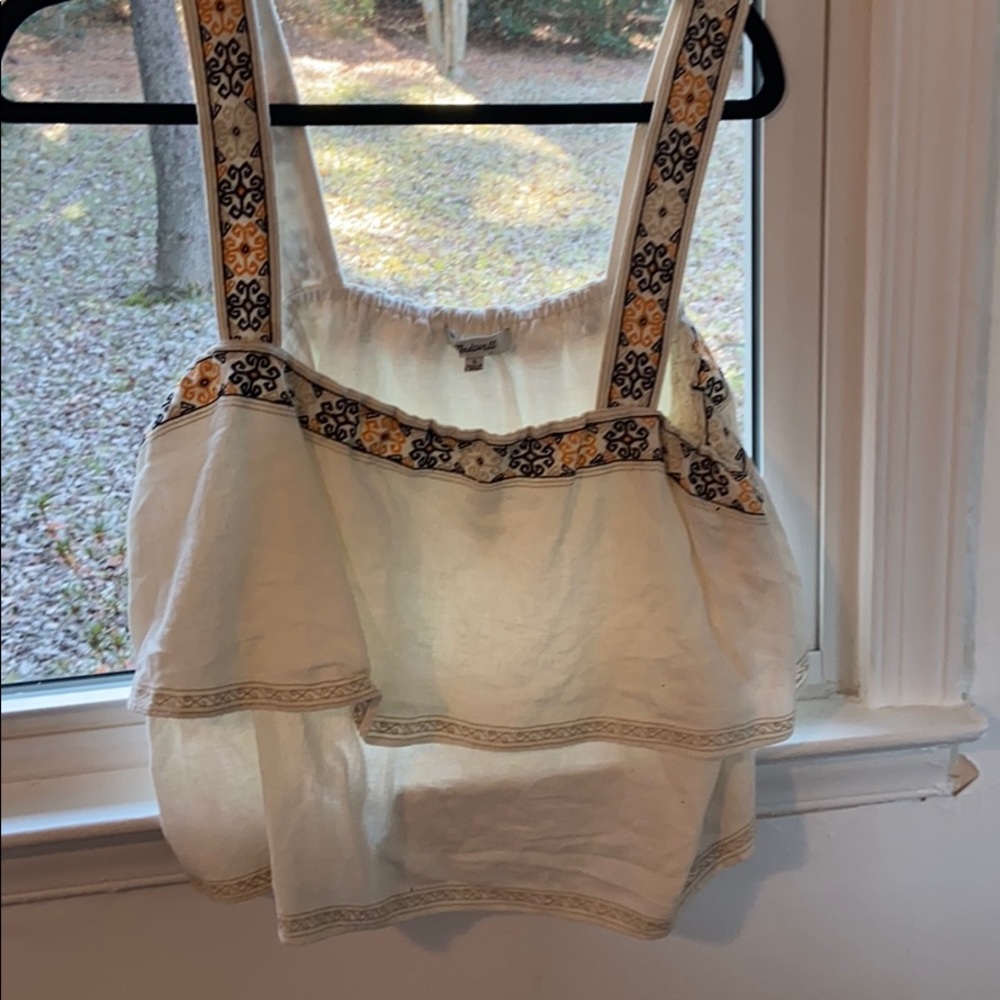 NWT Madewell Embroidered Tier Top - pale parchment